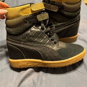 Puma Kids Black and Tan High-Top Shoes